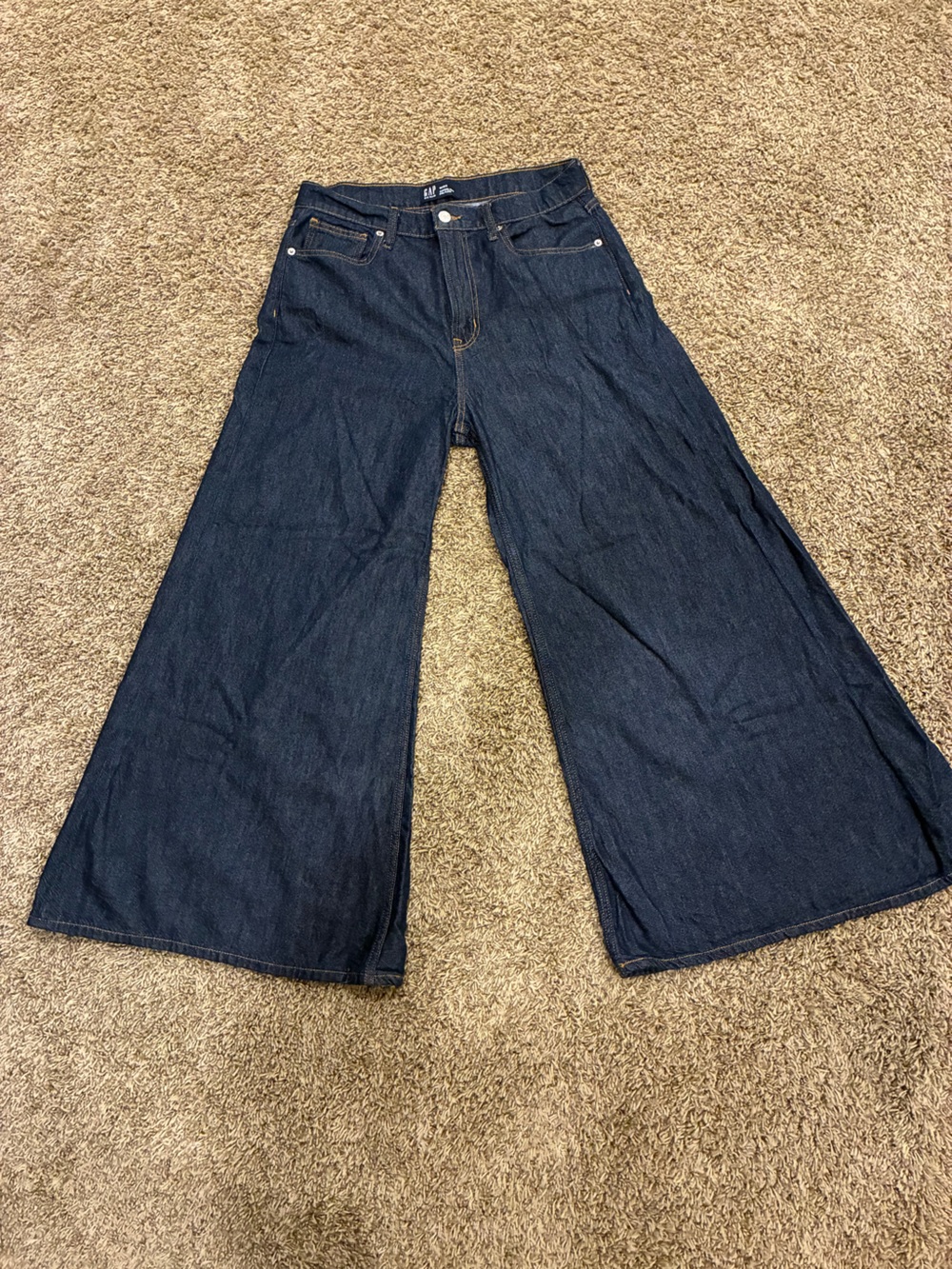 GAP Wide-Leg Dark Blue Denim Jeans Superlight Palazzo - Picture 3 of 16